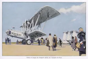 Imperial Airways 1934 Print: Le Bourget Paris Scene
