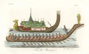 Imperial Yacht and Birman War-Boat Print, 1844