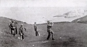 James Braid Golfer Prints: James Braid on the golf links at Lee (Devon)
