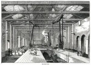 Victorian Era Train Station Prints: Kings Cross Railway Station, goods shed 1853