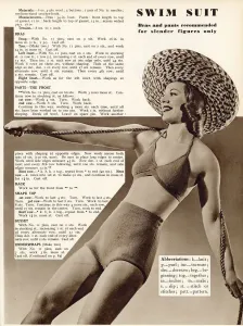1940s Knitted Swimwear Print: A Bikini Model