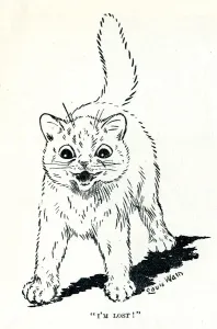 Louis Wain Cat Art Prints: Louis Wain comical cat - I m Lost