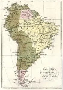 Handcoloured Copperplate Print of South America, 1842