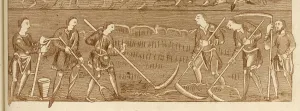 New Images August 2021 Prints: Medieval Farmers Harvesting Crops Print, 9th Century