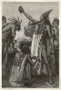 New Images August 2021 Prints: Mexican Priest Cutting Heart Out of Human Sacrifice Print