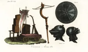 Historical Fashion Illustration Prints: Milanese Carroccio and medieval Italian weapons