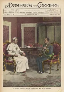 New Images August 2021 Prints: Mussolini Meets Pope Pio XI Print, 1932