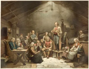 New Images August 2021 Prints: Haugean Sectarians in a Norwegian Peasant Home Print, 1852