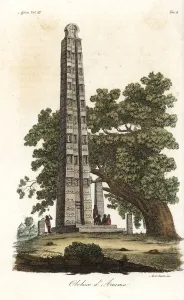 Prints of The Obelisk of Axum in Ethiopia. Handcoloured copperplate engraving by Antonio Sasso from Giulio Ferrarios Ancient and Modern Costumes of all the Peoples of the World, Florence, Italy, 1843 F Prints: The Obelisk of Axum in Ethiopia Print