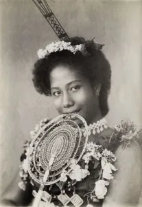 Vintage 19th Century Pacific Islands Print of a Young Woman