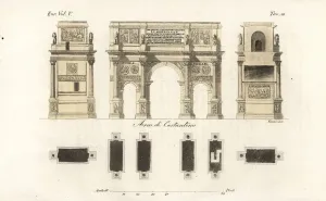 Plan and Elevations of the Arch of Constantine, Rome Print