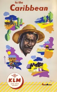 KLM to the Caribbean Print circa 1950s