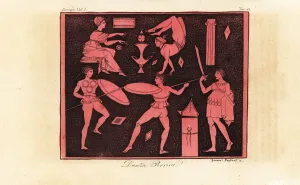 Historical Fashion Illustration Prints: Pyrrhic Dance, ancient Greek war dance
