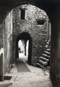 A Quiet Corner in Peille, France Print circa 1920s