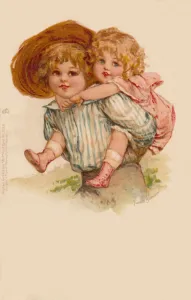 Early 20th Century Print: Piggyback Ride