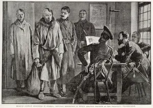 New Images August 2021 Prints: Official Inspecting New Convicts in Siberia Print, 1891