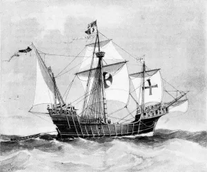 The Santa Maria Print - 1492 Sailing Scene