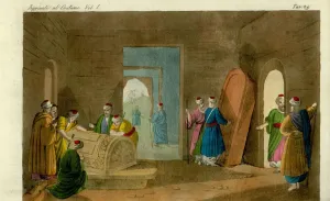 Prints of Sepulchres of the kings of Judah, 1800s. Sepolcri dei Re di Giuda Giulio Ferrario Prints: Handcoloured Copperplate Engraving Print of Sepulchres