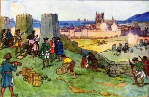 County Londonderry Prints: The Siege of Derry by Jacobite Forces Print
