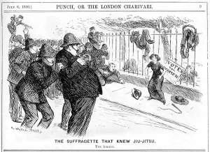 The Suffragette that knew Jiu-Jitsu - The Arrest, 1910 Print
