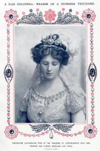 Prints of Edith Vane-Tempest-Stewart, Viscountess Castlereagh, later Marchioness of Londonderry DBE (3 December 1878 23 April 1959), noted society hostess, Londonderry Prints: Viscountess Castlereagh in Pear Drop Pearl Necklace Print, 1907