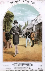 Walking in the Zoo Print by Hugh Willoughby Sweny circa 1868