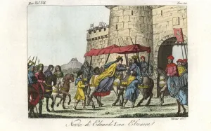 Prints of Wedding of 14-year-old Prince Edward (later King Edward I of England) and 11-year-old Eleonor of Castile at the monastery of Las Huelgas, Burgos, 1254 Giulio Ferrario Prints: Wedding of Edward and Eleonor of Castile, 1254 Print