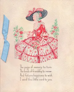 Early 20th Century Print of Woman in Crinoline Dress