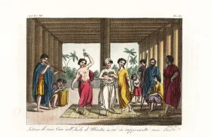 Women Dancing the Heiva in a Raiatea Island House Print
