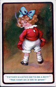 Early 20th-century Print: Girl Smoking a Cigarette
