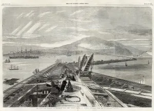 Great Eastern Ship Prints: The Town and Harbour of Holyhead with the Great Eastern at anchor - sketched from the Breakwater