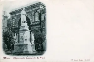 Leonardo Da Vinci Prints: Leonardo da Vinci Statue Print, Piazza della Scala, Milan