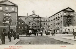 Prints of The Middlesex Hospital, London W1. Date: circa 1908 Monuments And Memorial Prints: The Middlesex Hospital, London Print circa 1908