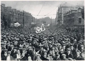 Prints of Outdoor Relief workers and supporters march through Belfast on 4th October 1932 Belfast Prints: Belfast Outdoor Relief Workers March Print 1932