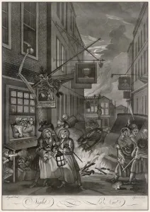 Hogarth's Times Night 4 Print: Charing Cross Scene