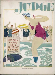 Law-abiding American Bather, OBEYING THE LAW Print, 1924