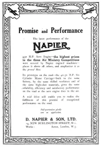 Napier 450 H.P. Aero Engine Advertisement Print