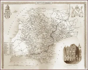 1840s Victorian Map of Devon Print (New Images July 2023)
