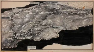 Prints of Artwork, Isle of Man map for motor cycle racing, TT course, pen, watercolour, grey washes Date: 1956 Isle Of Man Prints: Isle of Man TT Course Map Print, 1956