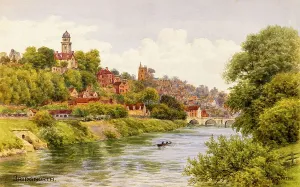 Prints of Bridgnorth, Shropshire - Painted by landscape artist Alfred Robert Quinton for the Sevenoaks based publishing and printing company J. Salmon, and reproduced as a local view postcard River Prints: Bridgnorth, Shropshire - Vintage Print 1920s