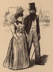 Lady and Gentleman Strolling Print, circa 1901