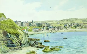 Prints of Port Erin, Isle of Man - Painted by landscape artist Alfred Robert Quinton for the Sevenoaks based publishing and printing company J. Salmon, and reproduced as a local view postcard Isle Of Man Prints: Port Erin, Isle of Man Print 1910s