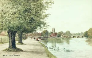 Prints of River Thames at Henley-on-Thames, Oxfordshire - Painted by landscape artist Alfred Robert Quinton for the Sevenoaks based publishing and printing company J England Prints: River Thames at Henley-on-Thames Print, 1930s