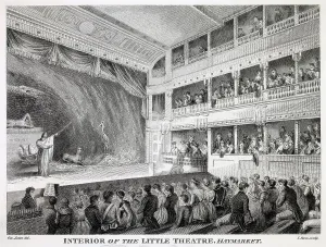 London's Historic Theatres Prints: Stage at Little Theatre, Haymarket, London. Date: 1815