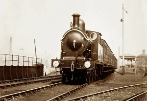 Victorian Era Train Station Prints: Steam train and signal box at Padiham