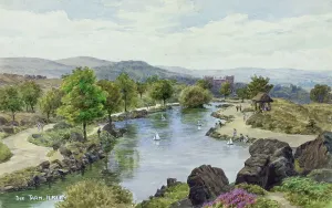 Prints of The Tarn, Ilkley and Ilkley Moor, West Yorkshire - Painted by landscape artist Alfred Robert Quinton for the Sevenoaks based publishing and printing company J West Yorkshire Prints: The Tarn, Ilkley and Ilkley Moor West Yorkshire Print 1920s