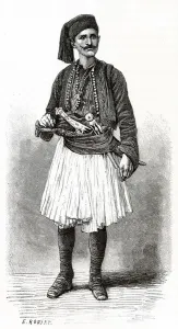 Prints of An Albanian man in traditional dress Date: 1877 Albania Prints: An Albanian Man in Traditional Dress, 1877 Print
