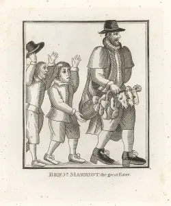 Woodcut Print of Benjamin Marriott, The Great Eater