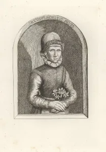 Eva Vliegen, woman who lived on flower scents, 16th century German print