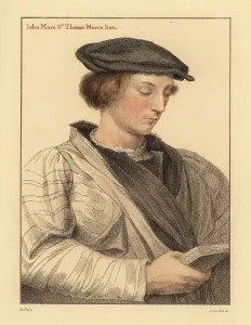 Handcoloured Copperplate Stipple Engraving Prints: John More, aged 19, son of Sir Thomas More